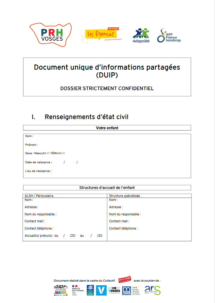 Document Unique d’Informations Partagées